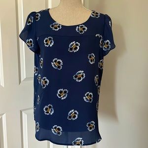 Loft blouse soft navy with flowers